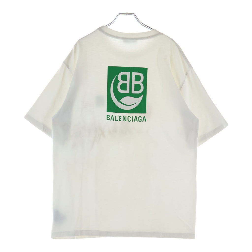 BALENCIAGA(バレンシアガ) BBロゴ 両面プリント 半袖Tシャツ カットソー ホワイト 594599 THV63