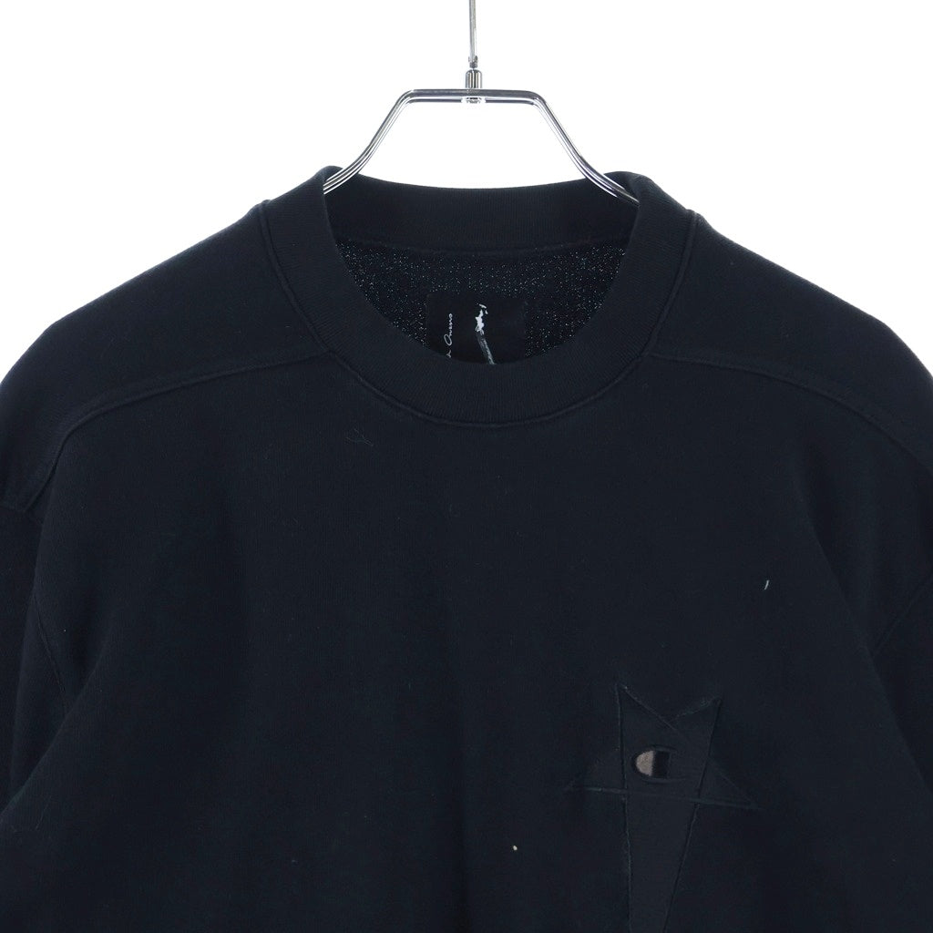 Rick Owens(リックオウエンス) ×Champion Logo Embroidered Sweat チャンピオン ロゴ刺繍 クルーネック スウェット トレーナー ブラック CM20S0008-215089