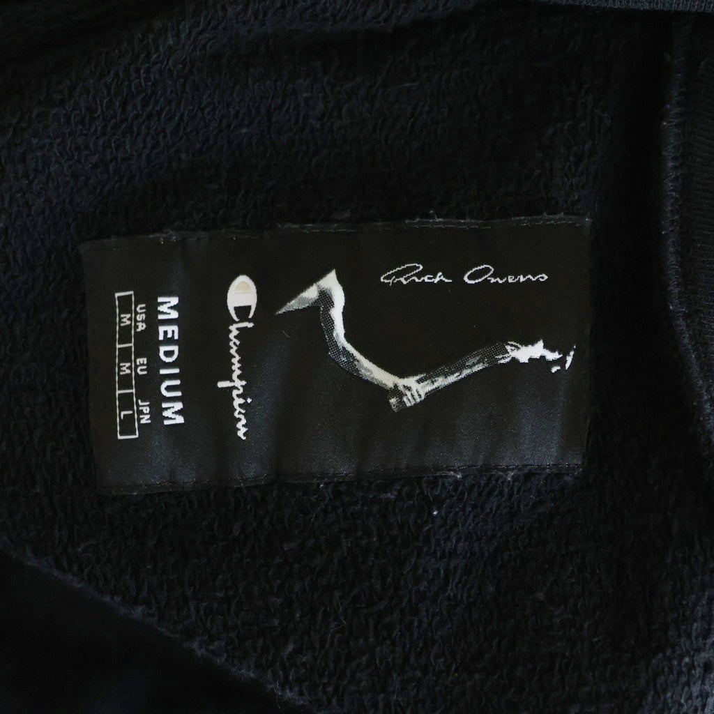 Rick Owens(リックオウエンス) ×Champion Logo Embroidered Sweat チャンピオン ロゴ刺繍 クルーネック スウェット トレーナー ブラック CM20S0008-215089
