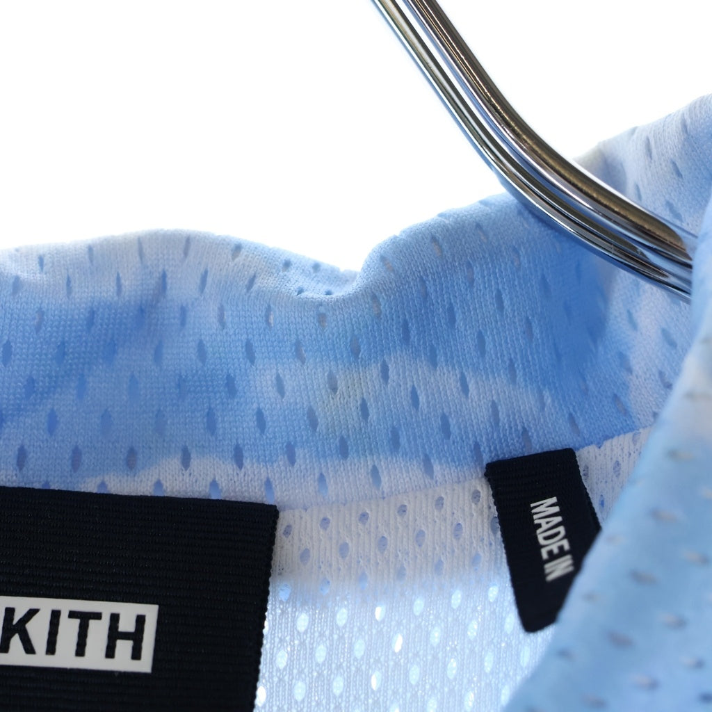 KITH(キス) 21SS Devoe Zip Up Shirt デヴォー サミット ハーフジップアップ メッシュ半袖シャツ ブルー KH030093