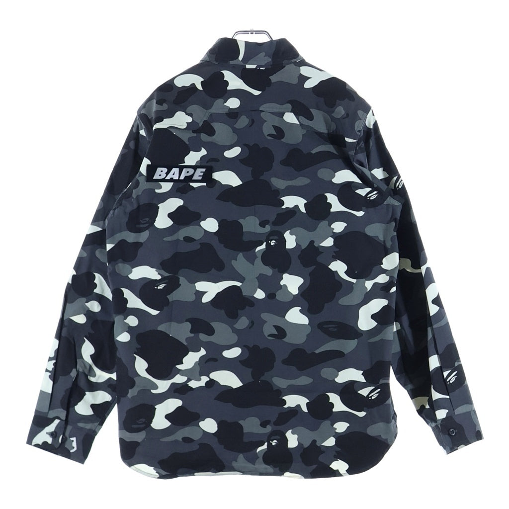 A BATHING APE(アベイシングエイプ) Bape Black Camo Long Sleeve Shirt ベイプカモ総柄 長袖シャツ ブラック 001SHB801028X
