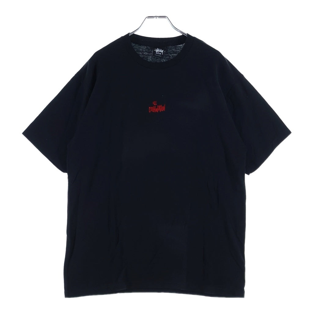 STUSSY(ステューシー) ×A BATHING APE フロント刺繍 バックロゴプリント 半袖Tシャツ カットソー ブラック