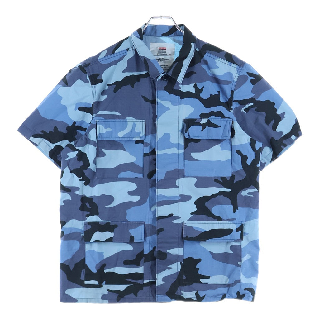 SUPREME(シュプリーム) 15SS Ripstop BDU Shirt リップストップ バトルドレスユニフォームシャツ カモ柄 半袖シャツ ブルー