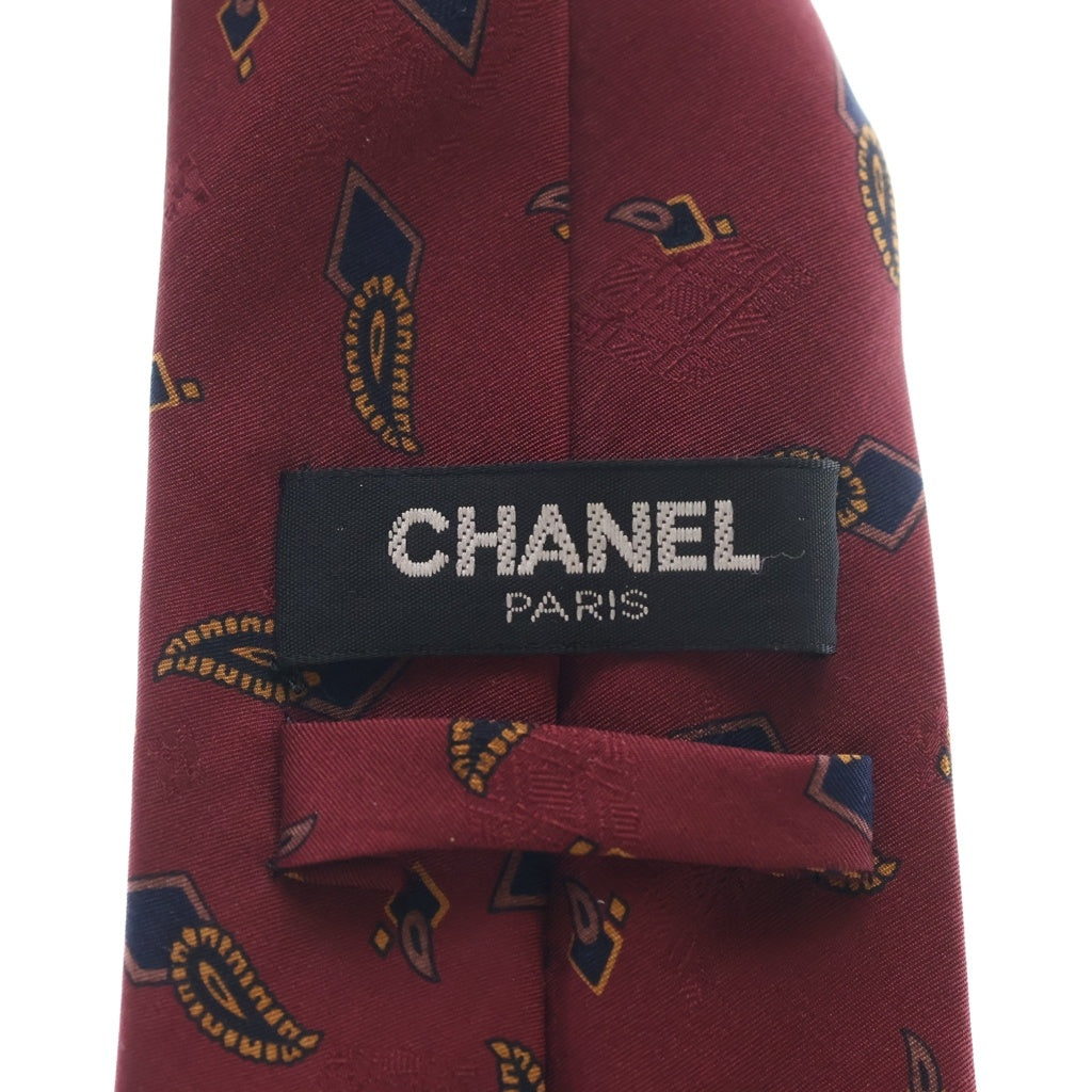 CHANEL(シャネル) ダイヤ型 ペイズリー 総柄 シルク ネクタイ ワインレッド