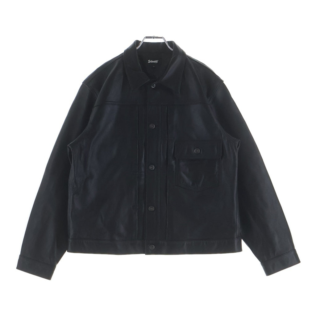 SCHOTT(ショット) SHEEP LEATHER 1st TRACKER JACKET シープレザー ファースト トラッカージャケット ライダース レザージャケット ブラック 782-5950015