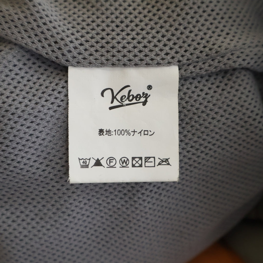 KEBOZ(ケボズ) 2TONE TRACK JACKET ロゴ刺繍 ツートーン ジップアップ ナイロン トラックジャケット グレー/オレンジ