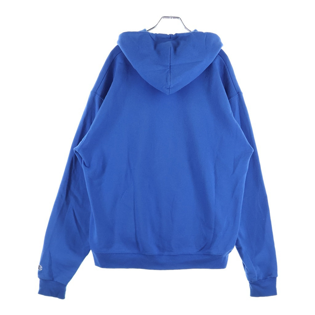 BORN X RAISED(ボーンアンドレイズド) Logo Print Hoodie CHAMPIONボディ フロント ロゴプリント プルオーバー パーカー ブルー