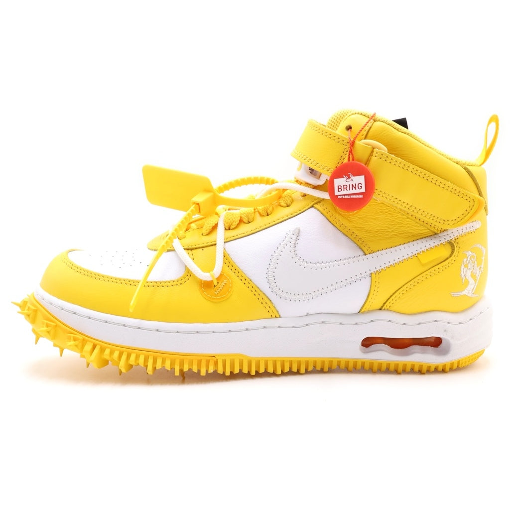 NIKE(ナイキ) ×OFF-WHITE AIR FORCE 1 MID SP LTHR オフホワイト エアフォース1 ミッドカットスニーカー ホワイト/イエロー US10.5/28.5cm DR0500-101