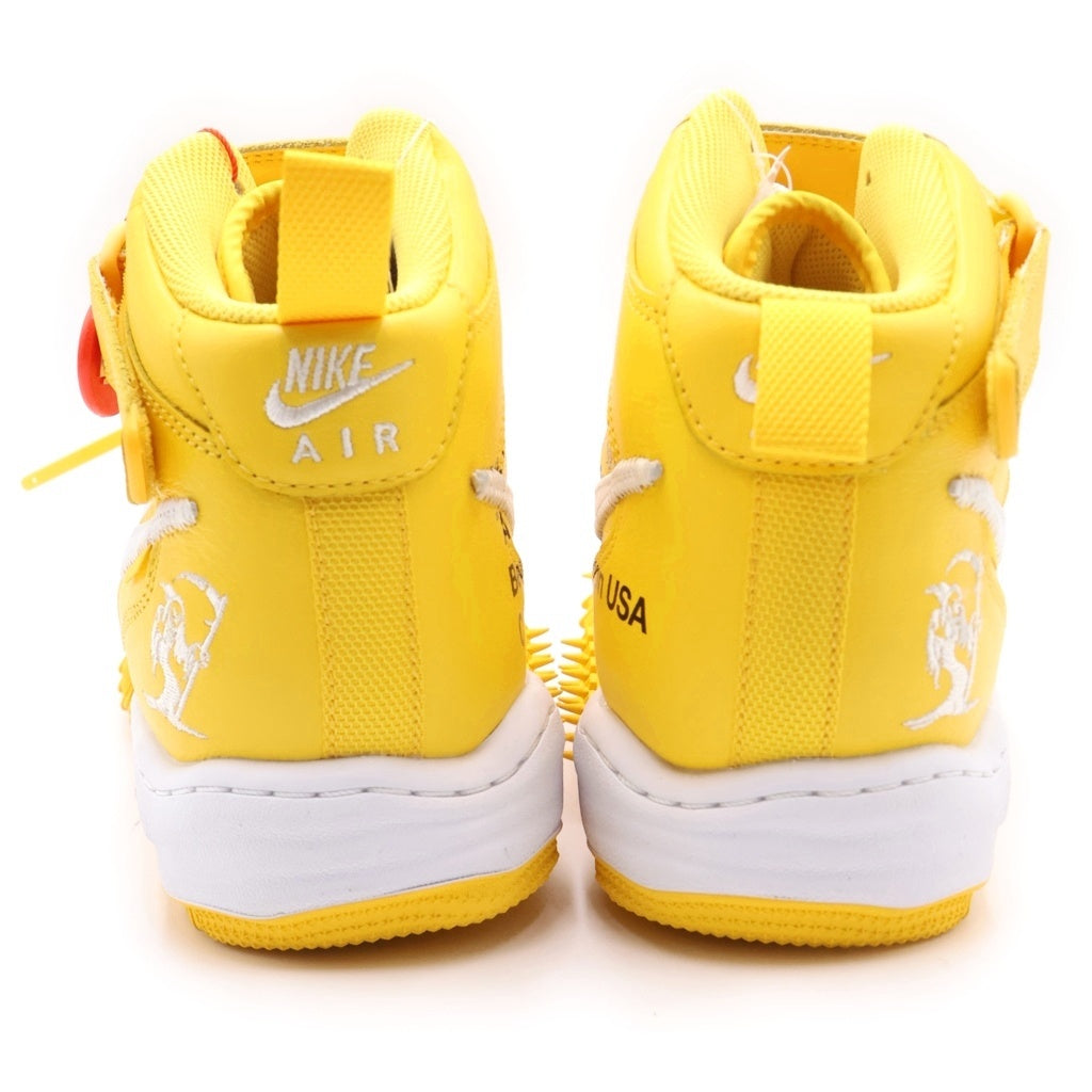 NIKE(ナイキ) ×OFF-WHITE AIR FORCE 1 MID SP LTHR オフホワイト エアフォース1 ミッドカットスニーカー ホワイト/イエロー US10.5/28.5cm DR0500-101