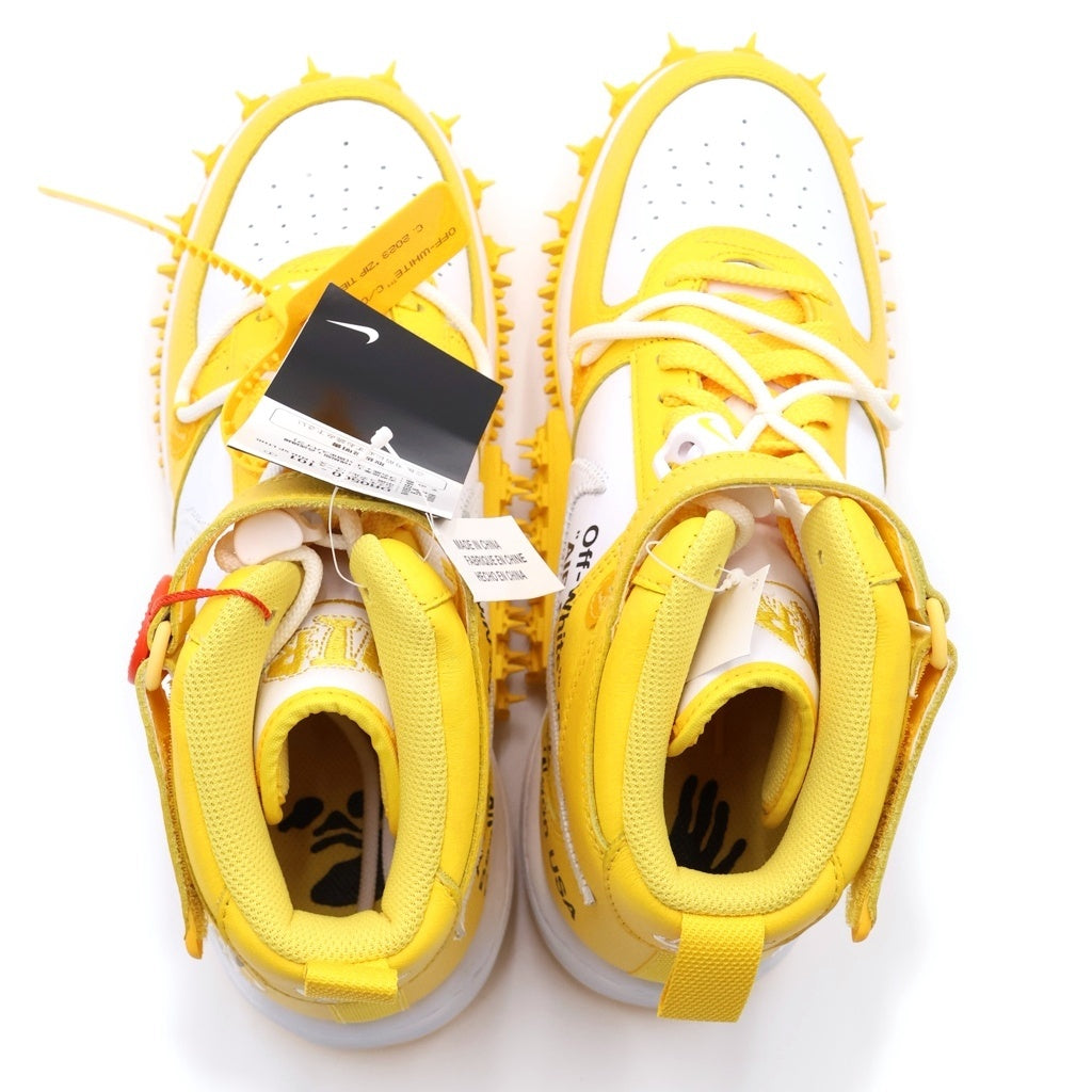 NIKE(ナイキ) ×OFF-WHITE AIR FORCE 1 MID SP LTHR オフホワイト エアフォース1 ミッドカットスニーカー ホワイト/イエロー US10.5/28.5cm DR0500-101