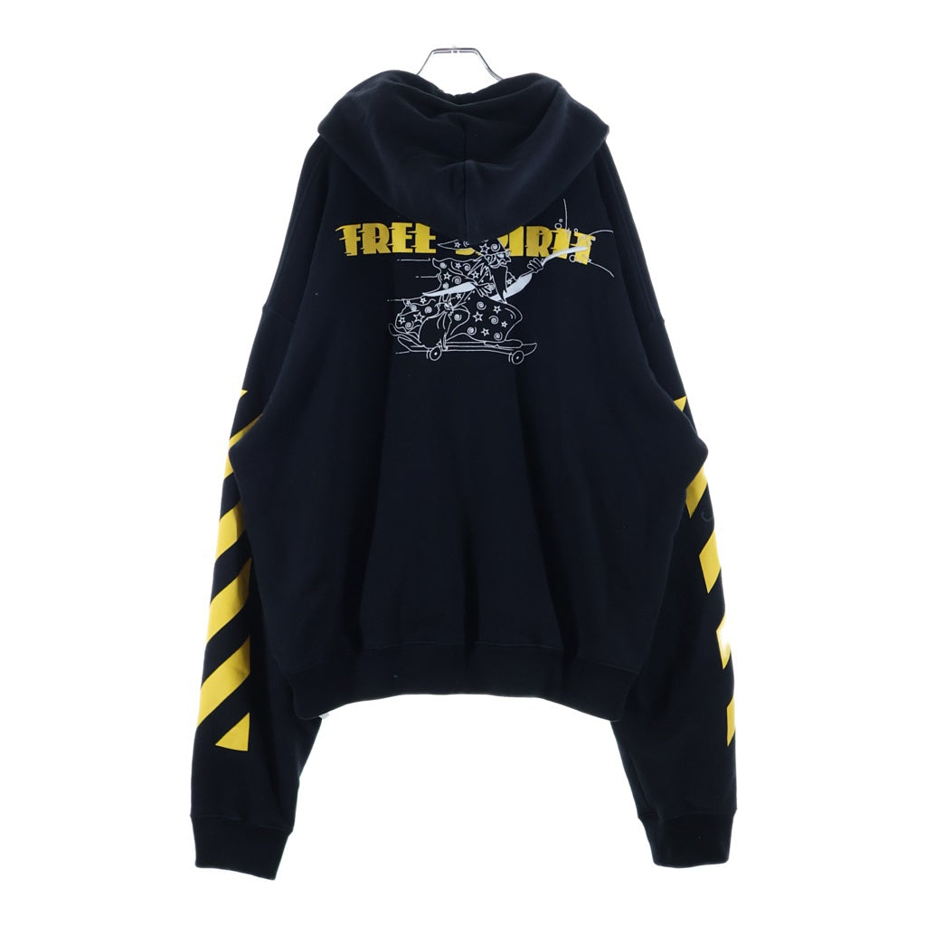 OFF-WHITE(オフホワイト) Free Spirit Wizard Hoodie ロゴプリント 刺繍 フーディー プルオーバーパーカー ブラック OMBB037F 20FLE009