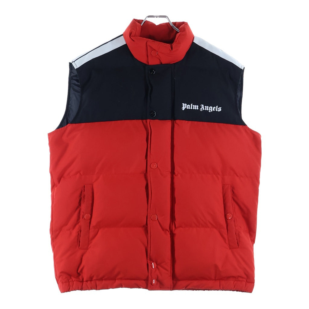 Palm Angels(パームエンジェルス) 19SS DOWNTRACK VEST ロゴプリント ジップアップ ダウンジャケット ベスト レッド PMED006E19576002