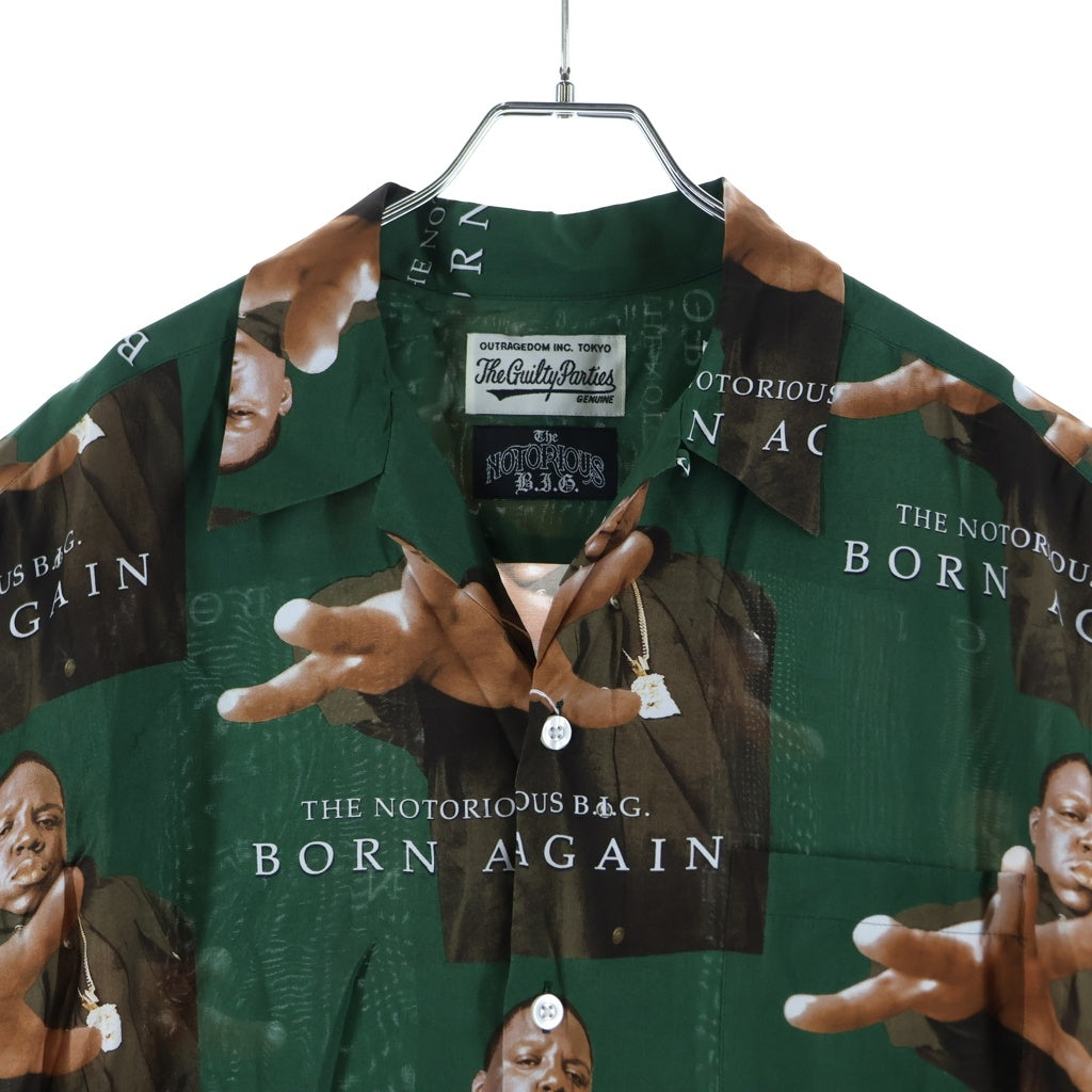 WACKO MARIA(ワコマリア) 21SS × THE NOTORIOUS B.I.G HAWAIIAN SHIRT S/S ザ・ノトーリアス ビーアイジー ハワイアン オープンカラー 半袖シャツ グリーン BIGGIE-WM-HI02