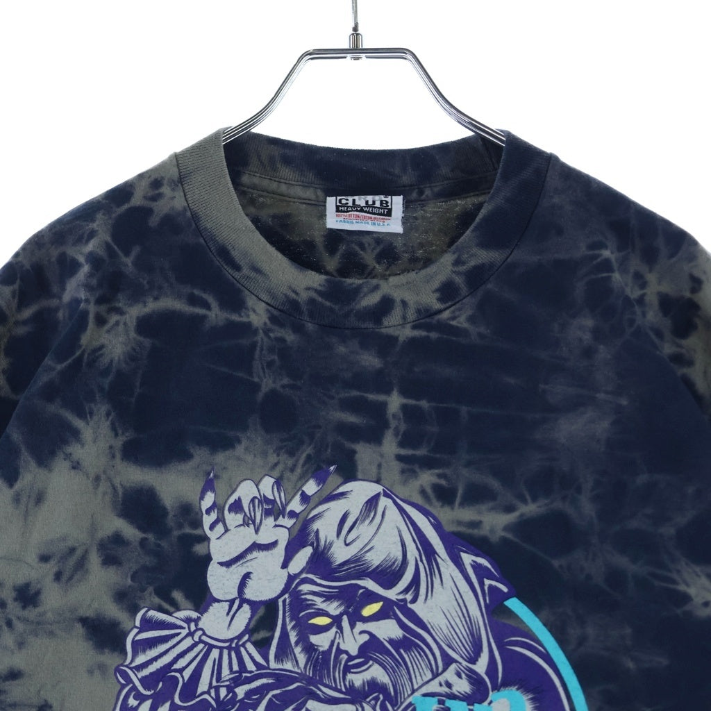 TENDERLOIN(テンダーロイン) ACID WASH S/S TEE PLOCLUBタグ アシッドウォッシュ グラフィックプリント クルーネック 半袖Tシャツ カットソー ネイビー