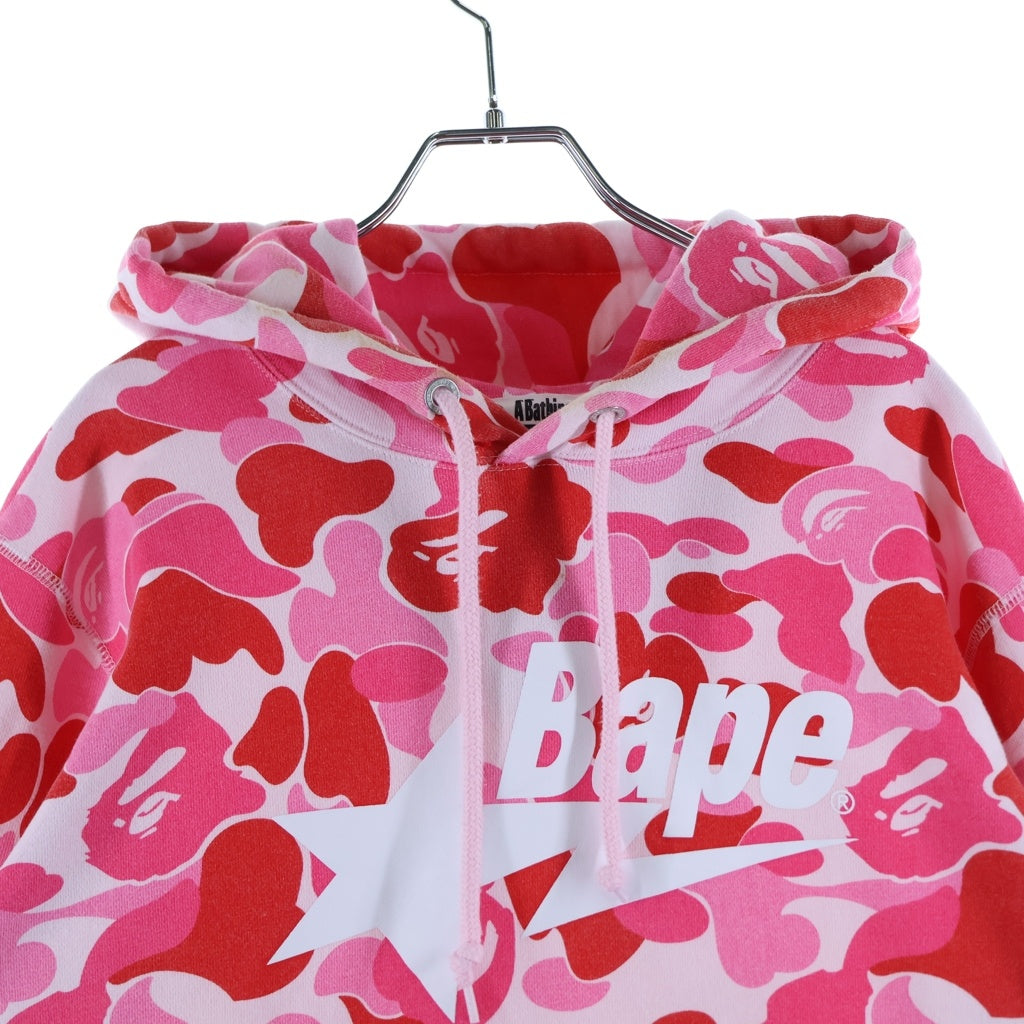 A BATHING APE(アベイシングエイプ) ABC CAMO BAPE STAR Pull over Hoodie カモ総柄 ベイプスター ロゴプリント プルオーバーパーカー フーディー ピンク