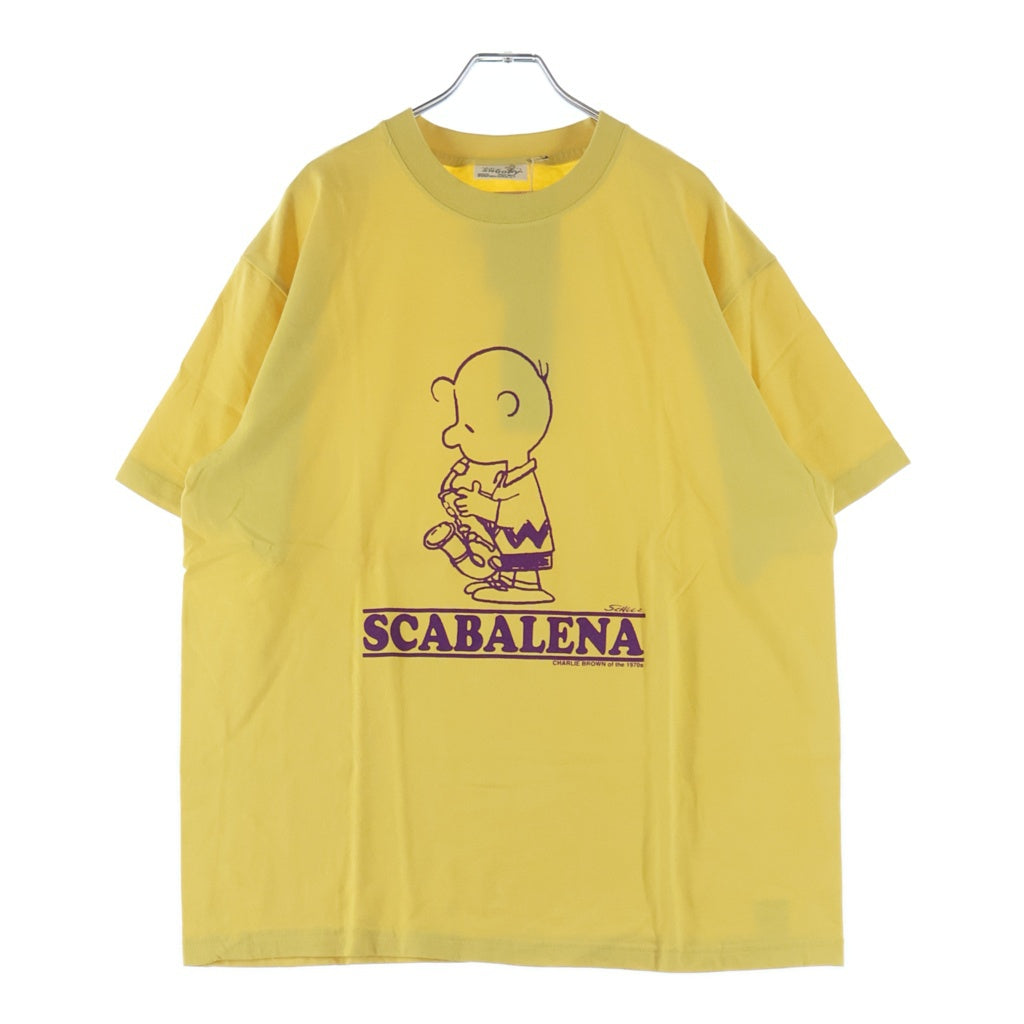 NO BRAND(ノーブランド) 【ARTYZ アーティーズ】08SS × PEANUTS CHARLIE BROWN MEET TEE ピーナッツ チャーリーブラウン プリント クルーネック 半袖Tシャツ イエロー