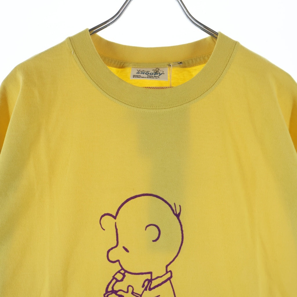 NO BRAND(ノーブランド) 【ARTYZ アーティーズ】08SS × PEANUTS CHARLIE BROWN MEET TEE ピーナッツ チャーリーブラウン プリント クルーネック 半袖Tシャツ イエロー