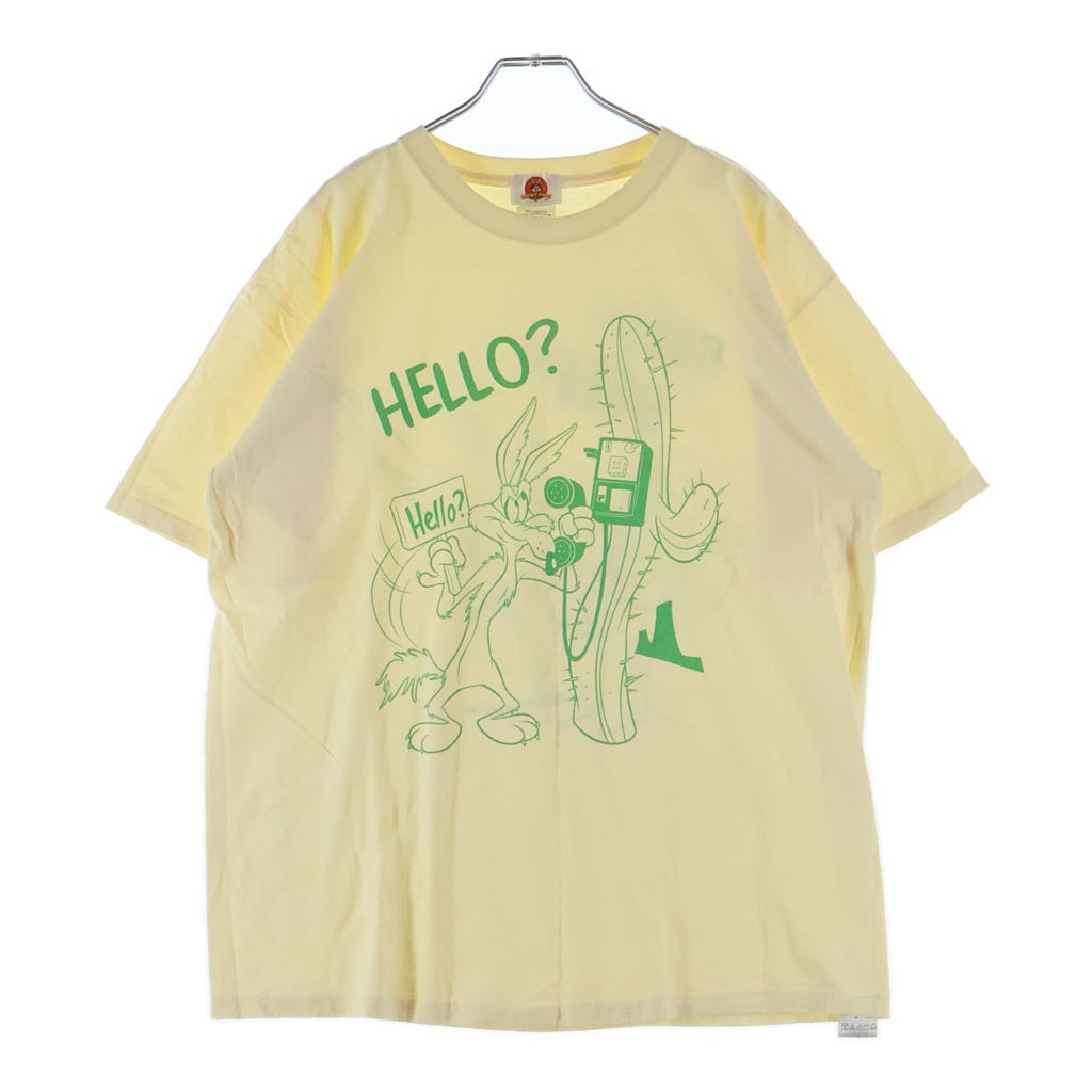 VINTAGE(ヴィンテージ) 00s LOONEY TUNES ルーニー・テューンズ バックドロップ別注 ワイリー・コヨーテ&ロード・ランナー プリント クルーネック 半袖Tシャツ カットソー イエロー