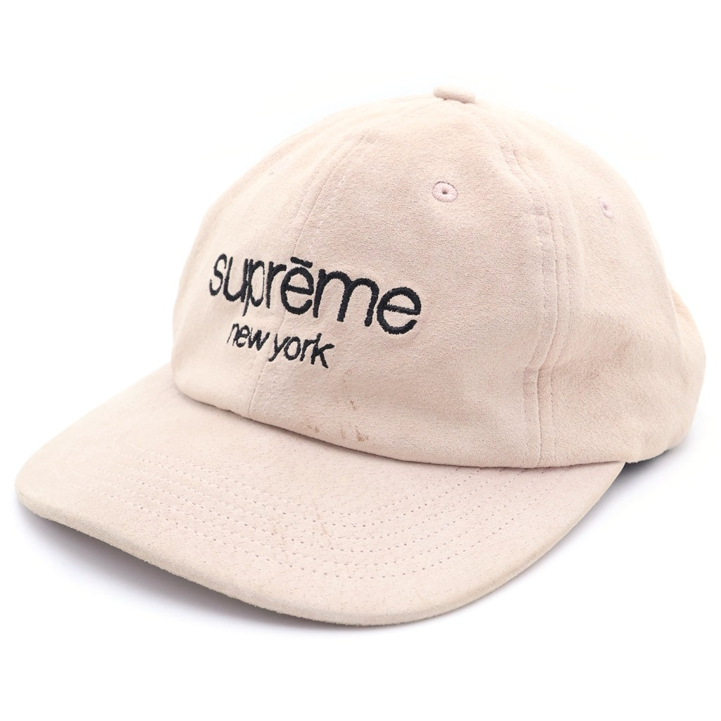 SUPREME(シュプリーム) 16SS Suede Classic Logo 6-Panel クラシックロゴ スエードレザー6パネルキャップ ピンク