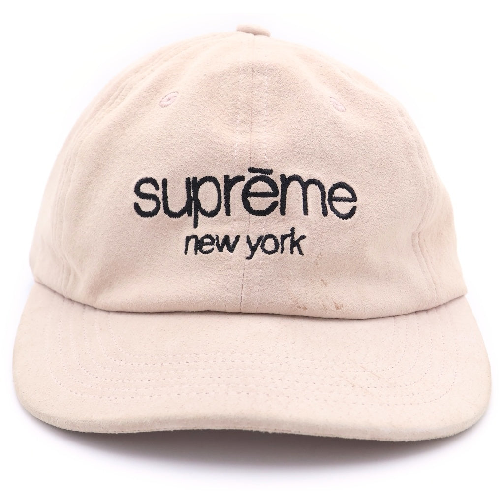 SUPREME(シュプリーム) 16SS Suede Classic Logo 6-Panel クラシックロゴ スエードレザー6パネルキャップ ピンク