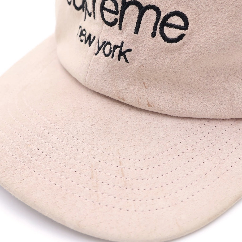 SUPREME(シュプリーム) 16SS Suede Classic Logo 6-Panel クラシックロゴ スエードレザー6パネルキャップ ピンク