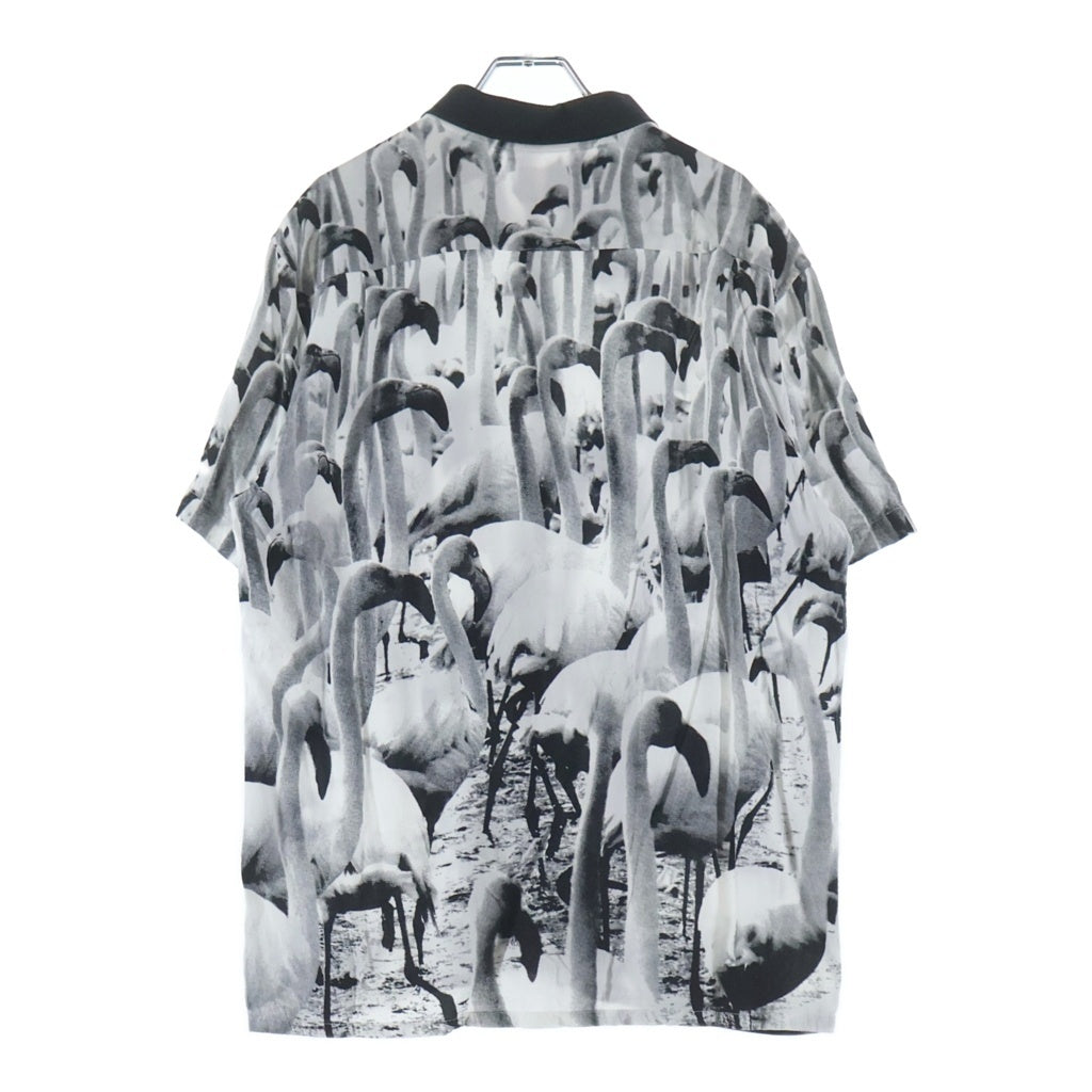 SUPREME(シュプリーム) 14SS Flamingo S/S Shirts フラミンゴ 総柄 レーヨン 半袖シャツ ブラック/ホワイト