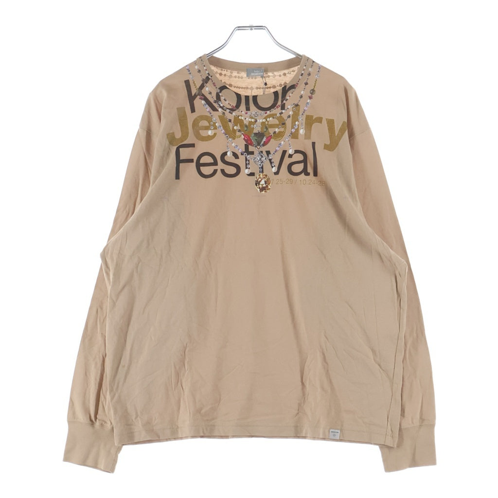 kolor BEACON(カラービーコン) グラフィックプリント クルーネック 長袖Tシャツ カットソー ベージュ 25WBM-T09235