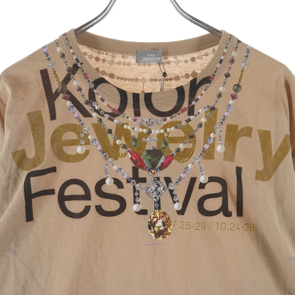 kolor BEACON(カラービーコン) グラフィックプリント クルーネック 長袖Tシャツ カットソー ベージュ 25WBM-T09235