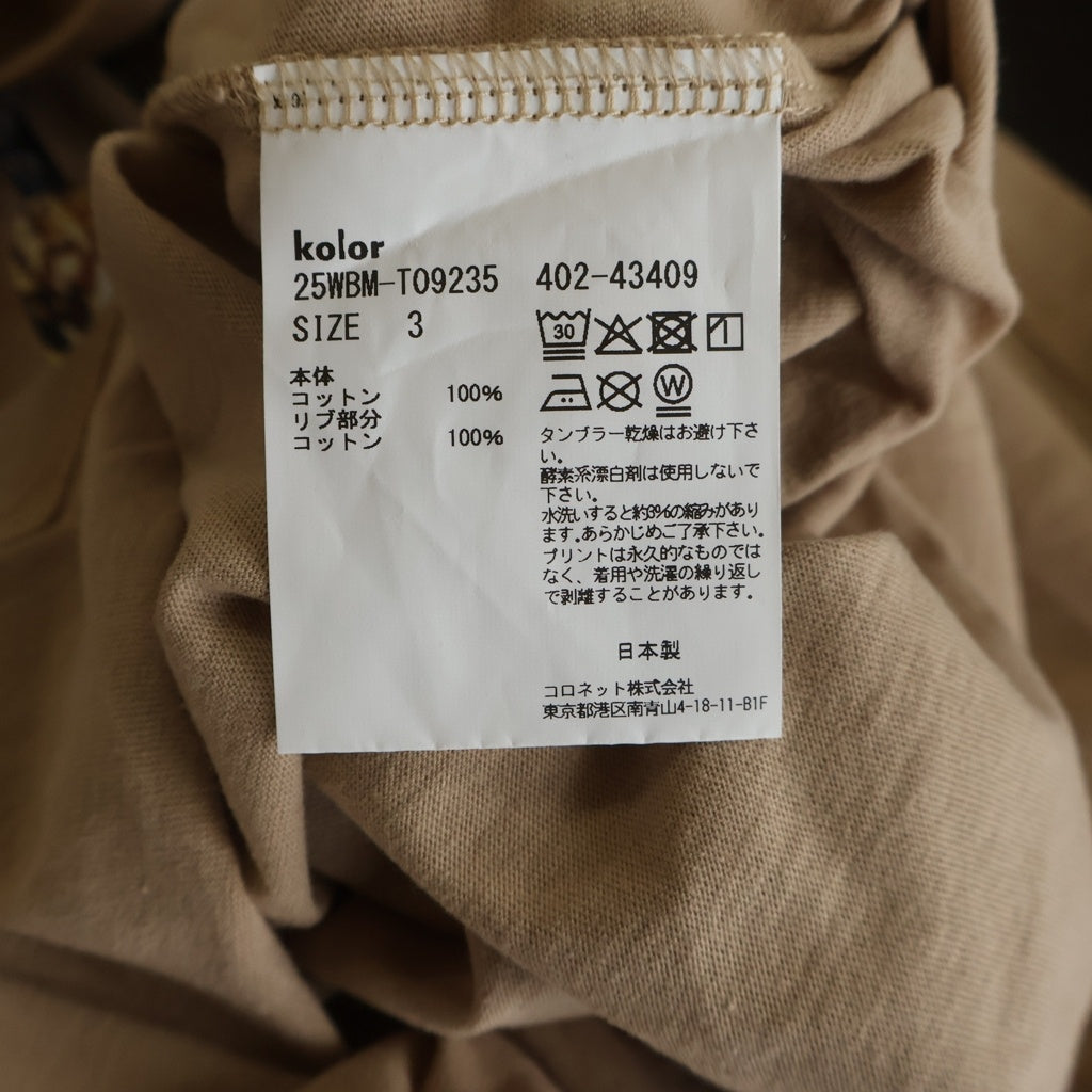 kolor BEACON(カラービーコン) グラフィックプリント クルーネック 長袖Tシャツ カットソー ベージュ 25WBM-T09235