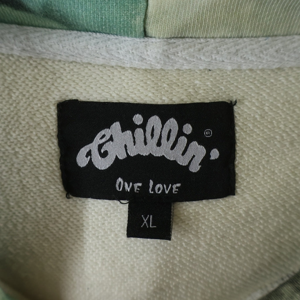 Chillin(チリン) Flower Hoodie フラワー総柄 プルオーバーパーカー グリーン