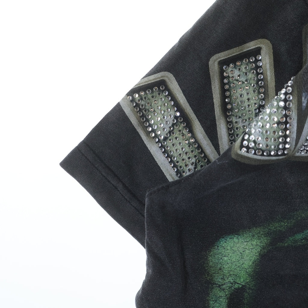 NO BRAND(ノーブランド) VALE Black Panther Rhine Stone Tee ベイル ブラックパンサー ラインストーン チャコール