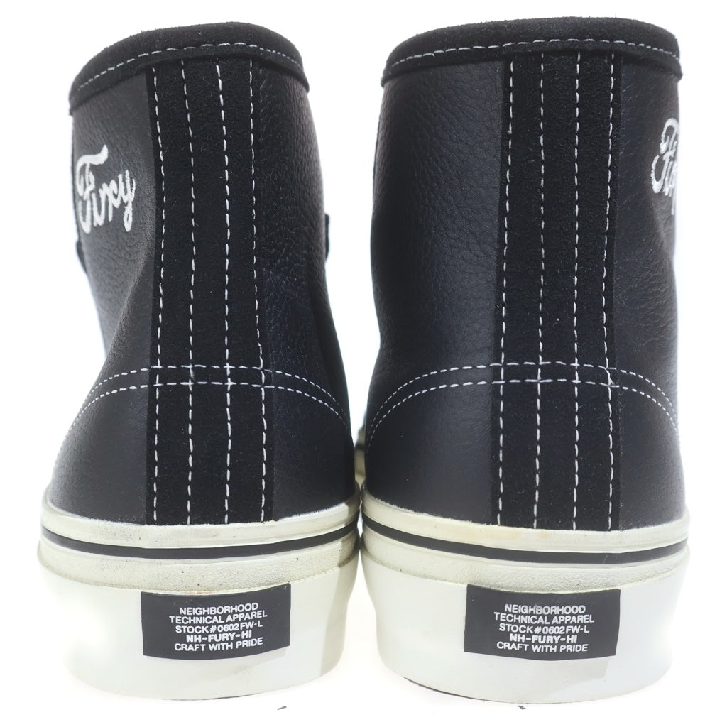 NEIGHBORHOOD(ネイバーフッド) 01AW FURY HI ZIP FASTER フューリー ジッパー レザーハイカットスニーカー ブラック US8/26cm FBNH-FW-01