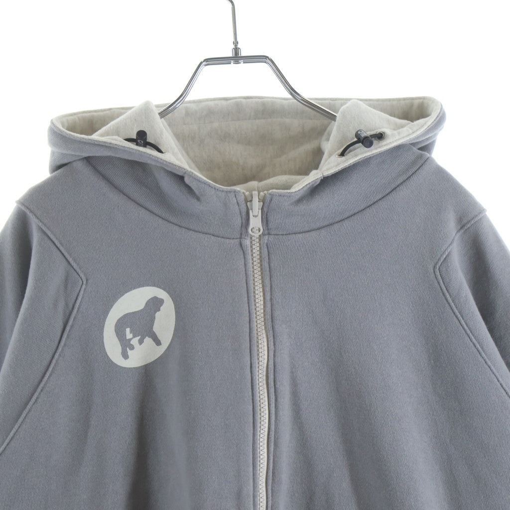 NO BRAND(ノーブランド) 【TAR トーキョーエアランナー】00s TAR COMMUNICATIONS HOODIE W~E グラフィックプリント リバーシブル ジップアップ プルオーバースウェットパーカー グレー