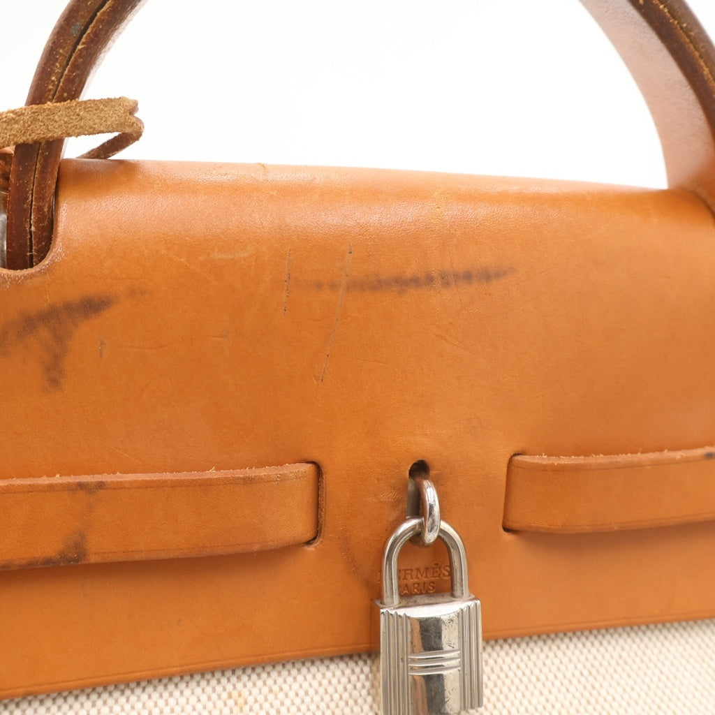HERMES(エルメス) エールバッグPM トワルオフシェ ヴァッシュハンター キャメル ハンドバッグ トートバッグ ベージュ/ブラウン レディース