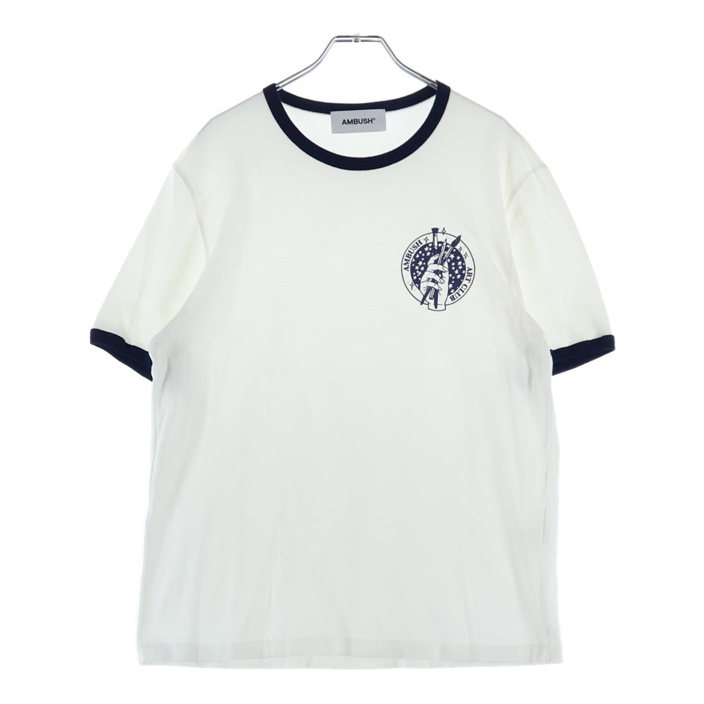 AMBUSH(アンブッシュ) Art Club グラフィック リンガー フロントプリント 半袖Tシャツ カットソー ホワイト 12115326