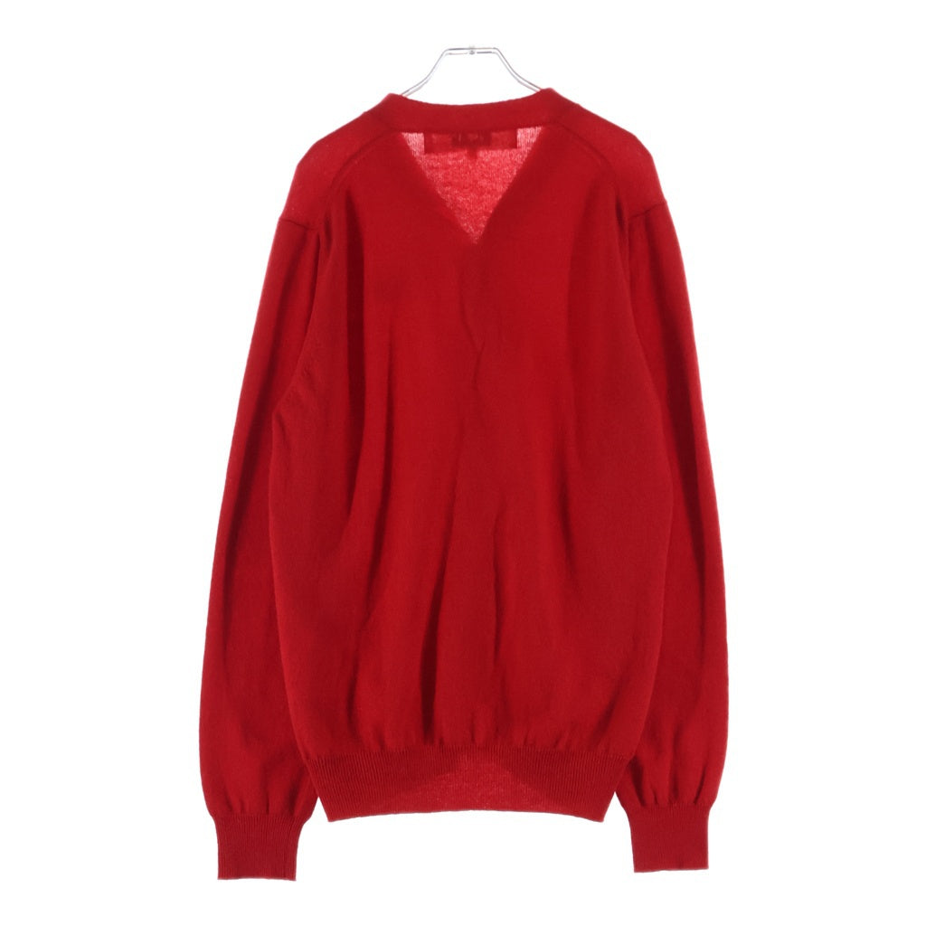 PLAY COMME des GARCONS(プレイコムデギャルソン) V-Neck Cardigan With Red Emblem ブイネック カーディガン ウィズ レッドエンブレム ロゴ刺繍 ニット カーディガン レッド AX-N008