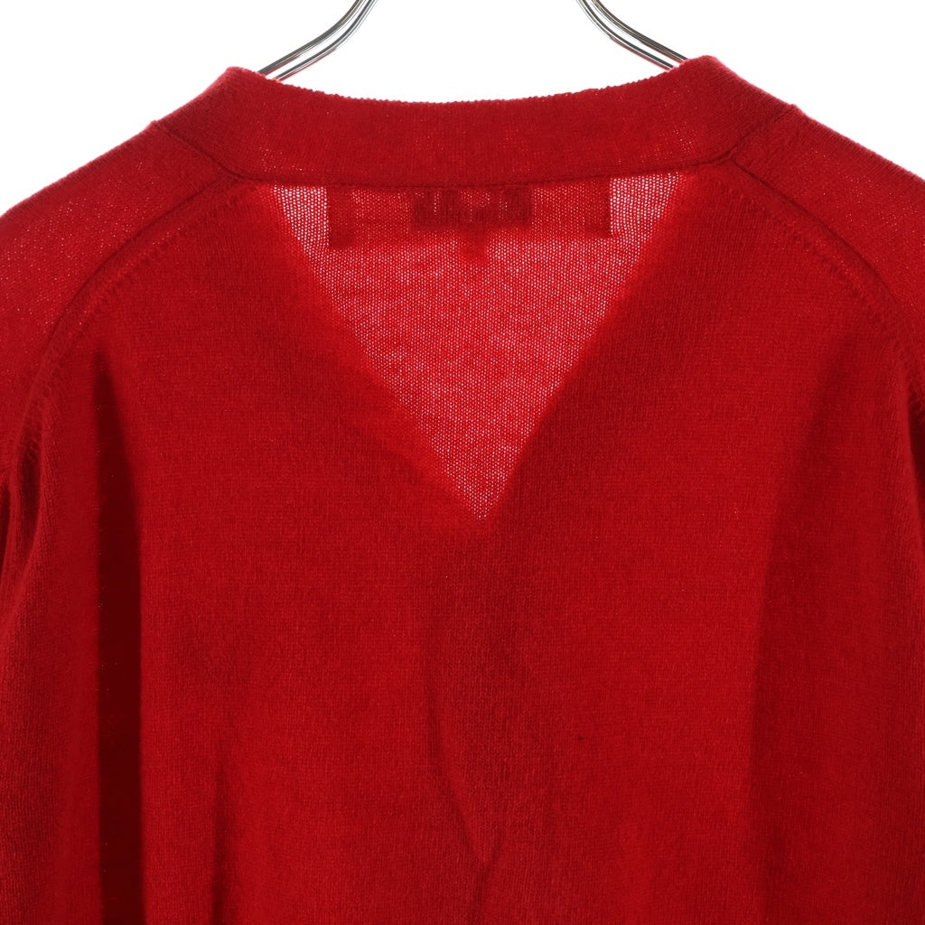 PLAY COMME des GARCONS(プレイコムデギャルソン) V-Neck Cardigan With Red Emblem ブイネック カーディガン ウィズ レッドエンブレム ロゴ刺繍 ニット カーディガン レッド AX-N008