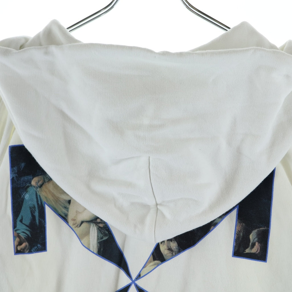 OFF-WHITE(オフホワイト) 20AW CARAVAGGIO PAINTING OVER HOODIE カラバッジョ ペインティング オーバー フーディー 両面プリント プルオーバーパーカー ホワイト OMBB037E20FLE003