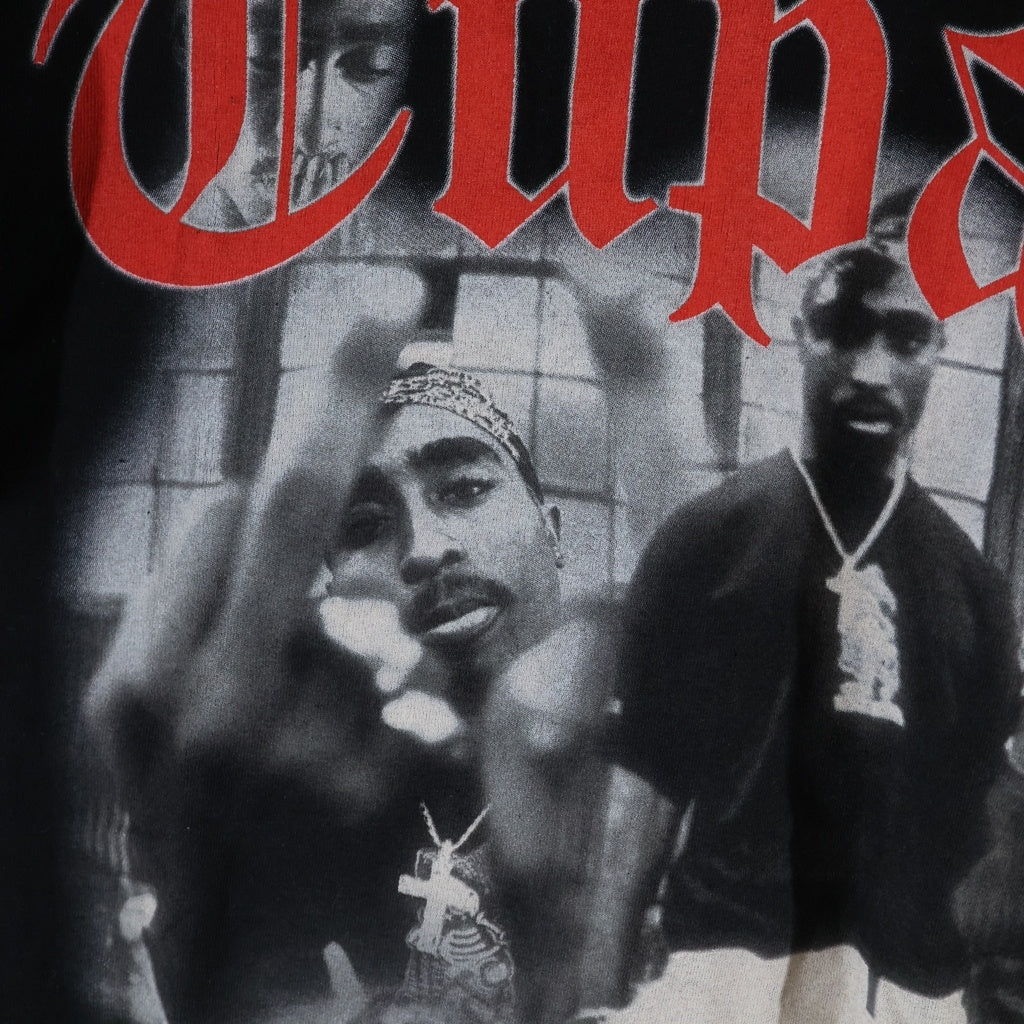 VLONE(ヴィーロン) ×2PAC フロント フォトプリント バックロゴプリント クルーネック 半袖Tシャツ カットソー ブラック