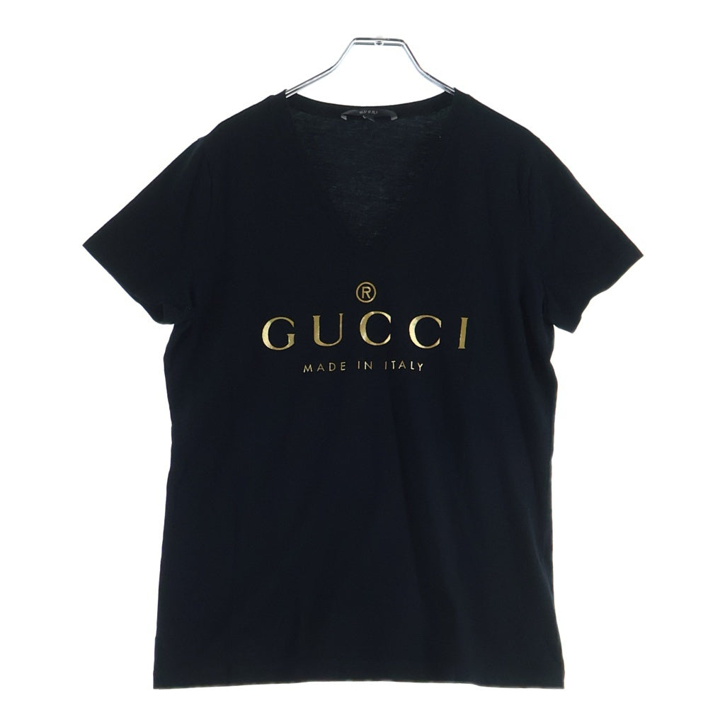 GUCCI(グッチ) Vネック フロントロゴプリント 半袖Tシャツ カットソー 