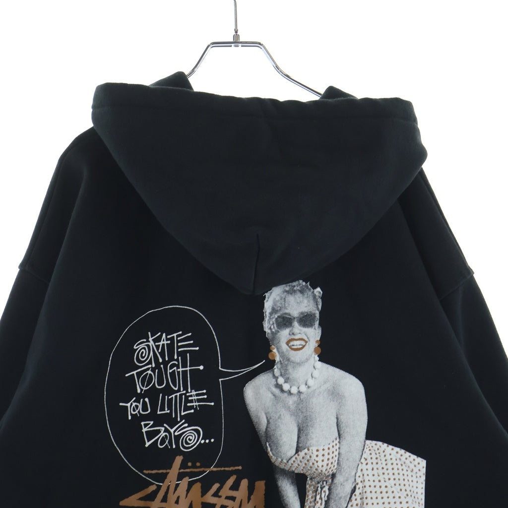 STUSSY(ステューシー) 23AW Skate Tough Hoodie ストックロゴ バックフォトプリント プルオーバーパーカー フーディー ブラック