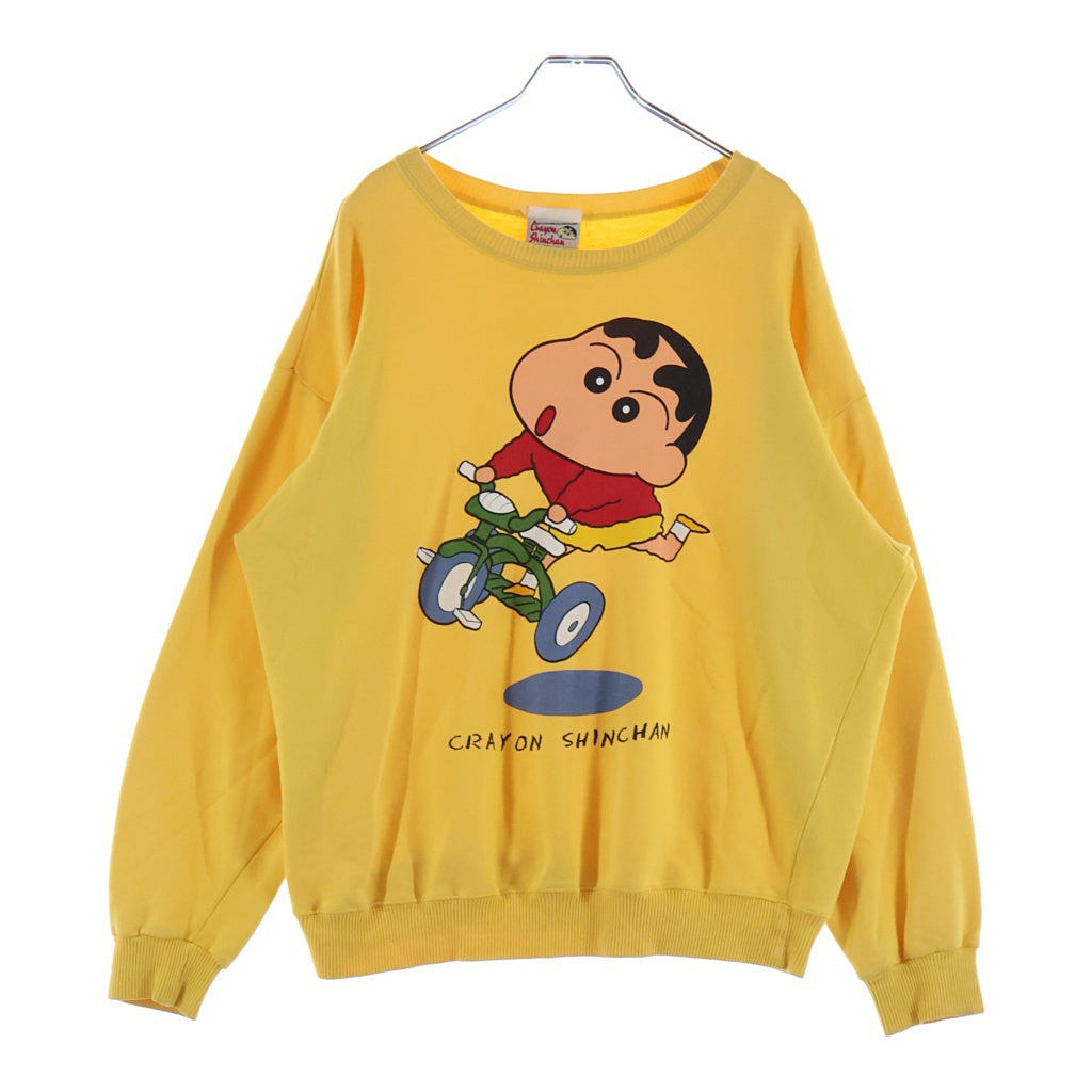 VINTAGE(ヴィンテージ) クレヨンしんちゃん フロントプリント クルーネック スウェット トレーナー イエロー