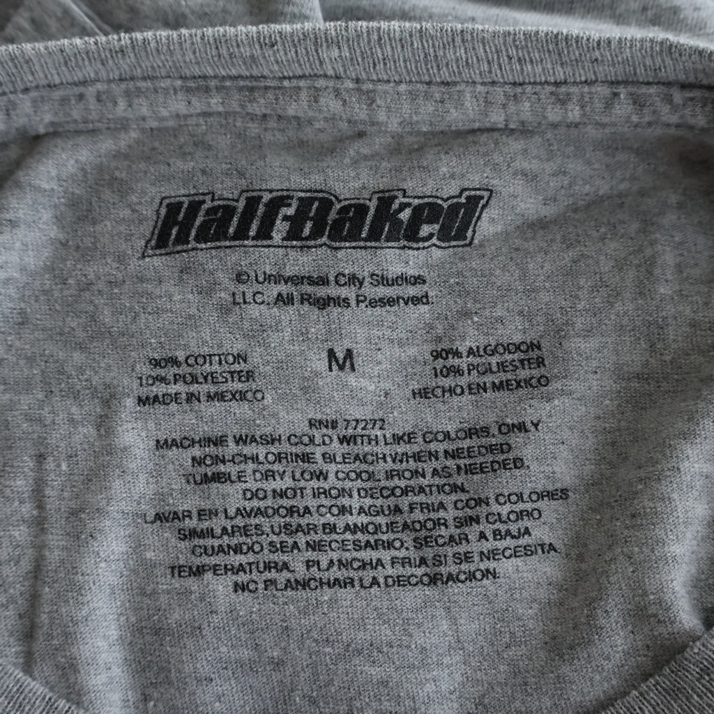 NO BRAND(ノーブランド) Half Baked オフィシャル グラフィックプリント クルーネック 半袖Tシャツ カットソー グレー
