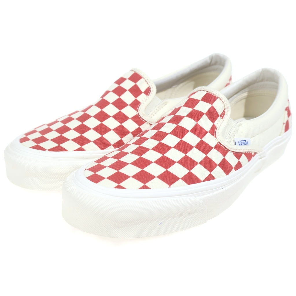 VANS(ヴァンズ) Vault OG Classic Slip-On ボルト チェッカーボード クラシック スリッポン ローカットスニーカー ホワイト/レッド US9.5/27.5cm VN0A32QNP4H