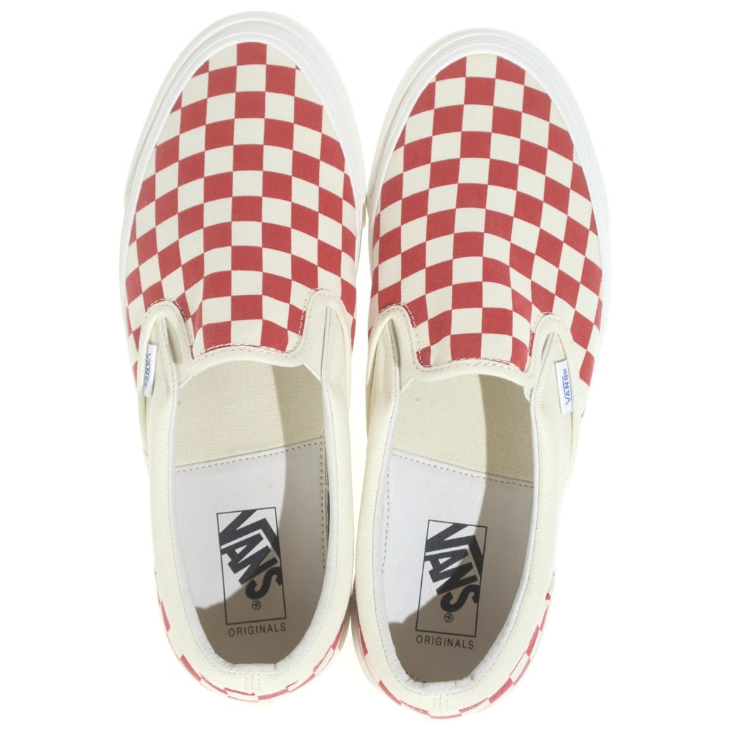 VANS(ヴァンズ) Vault OG Classic Slip-On ボルト チェッカーボード クラシック スリッポン ローカットスニーカー ホワイト/レッド US9.5/27.5cm VN0A32QNP4H