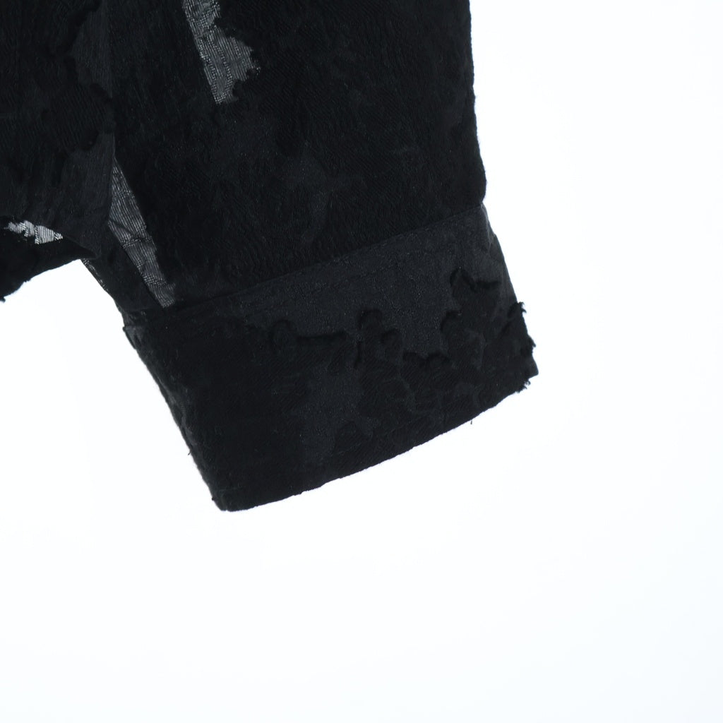 LAST NEST(ラスト ネスト) Black Flowers L/S Shirt フラワー総柄刺繍 クロスボダン 長袖シャツ ブラック
