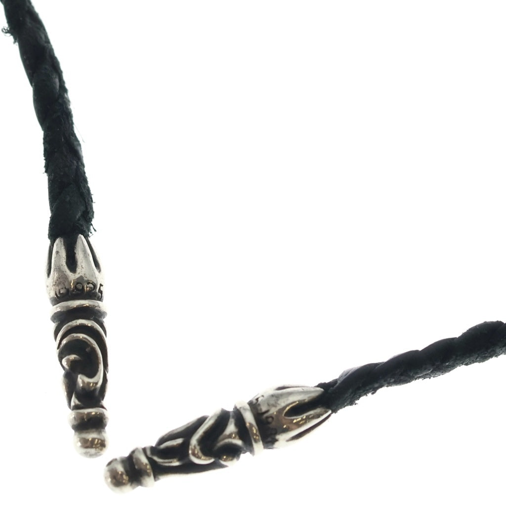 CHROME HEARTS(クロムハーツ) LEATHER BRAID SCROLL ネックレス レザーブレイドネックレス ブラック/シルバー BCA377