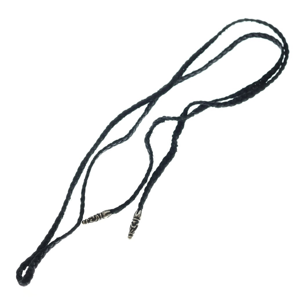 CHROME HEARTS(クロムハーツ) LEATHER BRAID SCROLL ネックレス レザーブレイドネックレス ブラック/シルバー BCA377