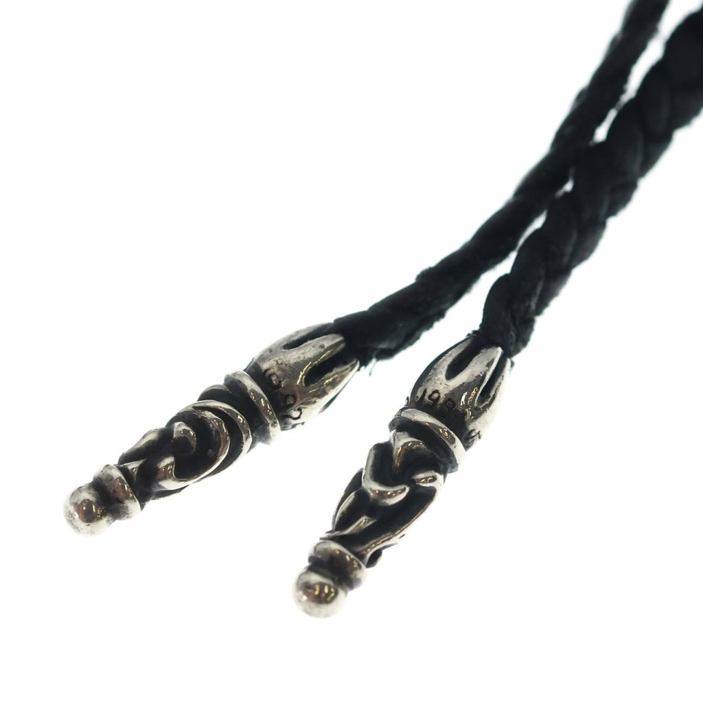 CHROME HEARTS(クロムハーツ) LEATHER BRAID SCROLL ネックレス レザーブレイドネックレス ブラック/シルバー BCA377