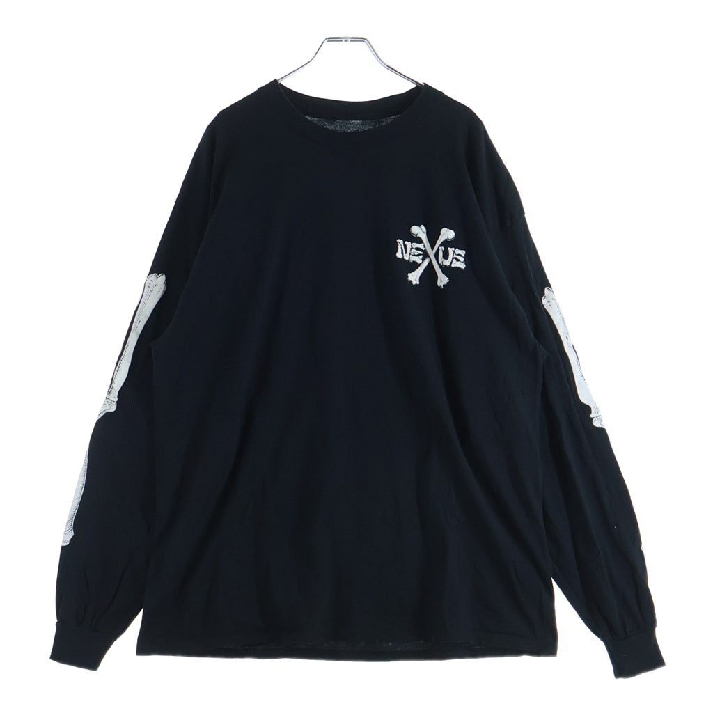 NEXUS7(ネクサスセブン) Bones L/S Tee ボーンズ プリント クルーネック 長袖Tシャツ カットソー ブラック RRS-NSM-T0B